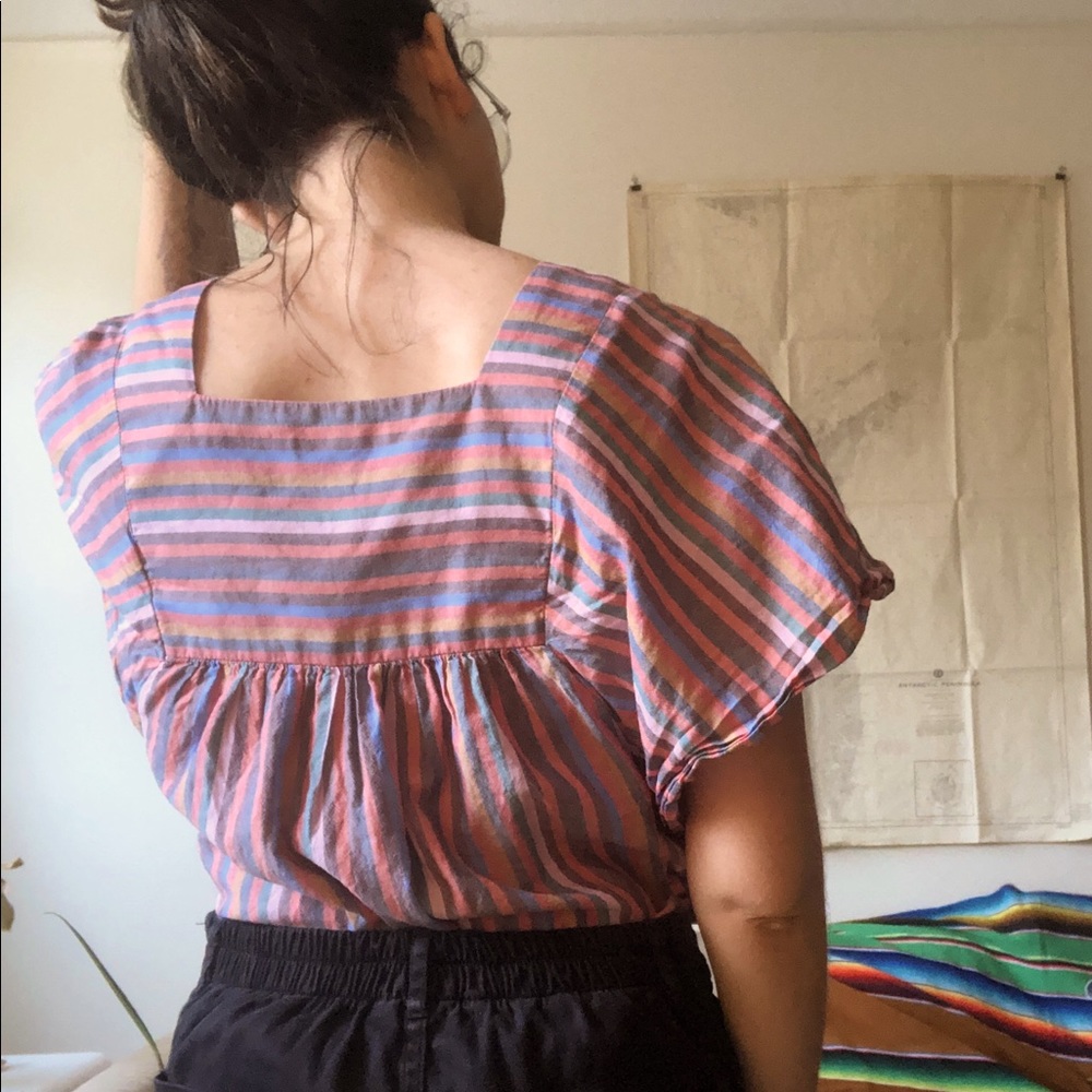 Madewell Butterfly Rainbow Stripe Cotton Top Extra Small